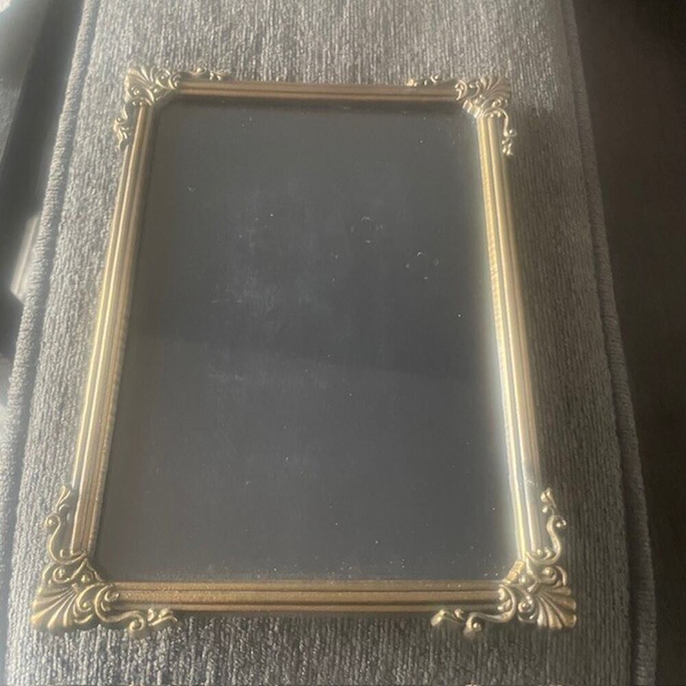 Vintage Bronze Glass Picture Frame Table Top Display 5 X 7